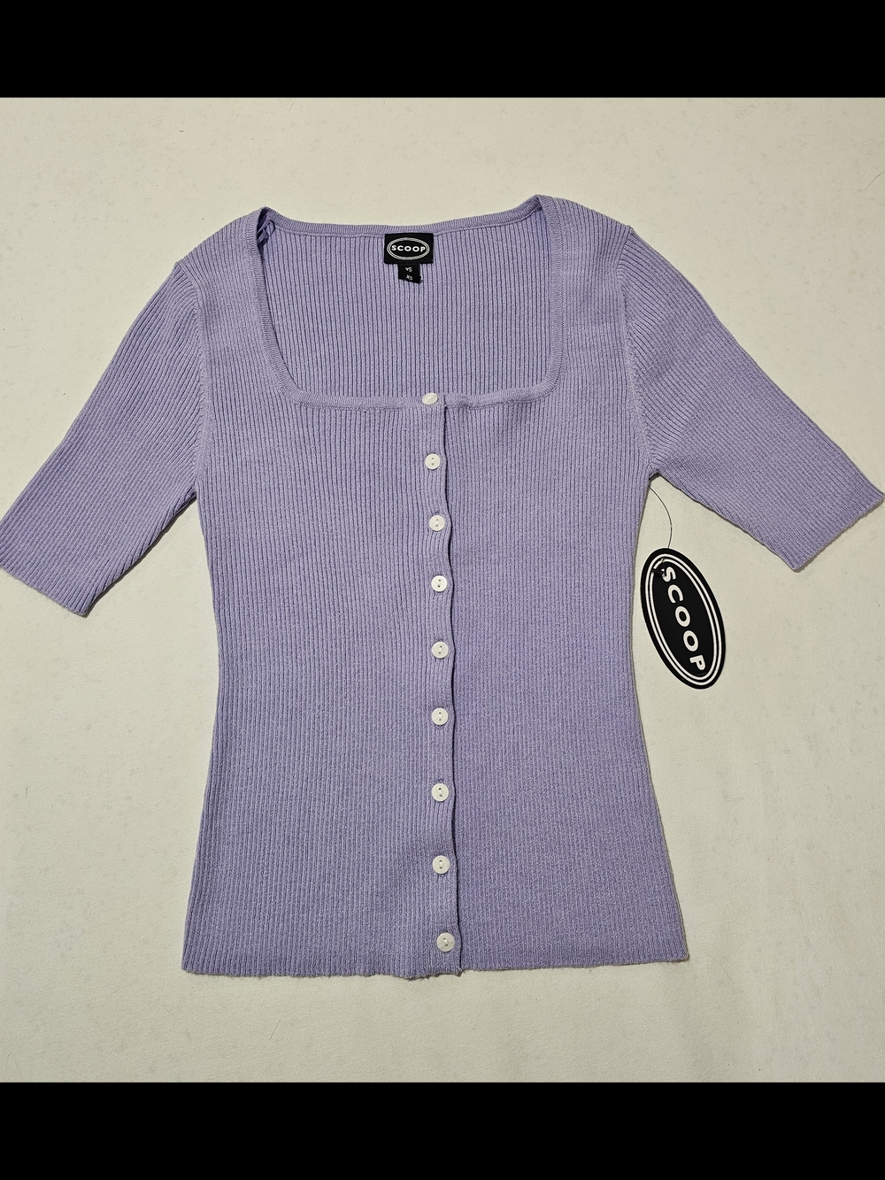 Scoop Square-Neck‎ Ribbed Button Camisole Lavender fairy cottage core garden y2k